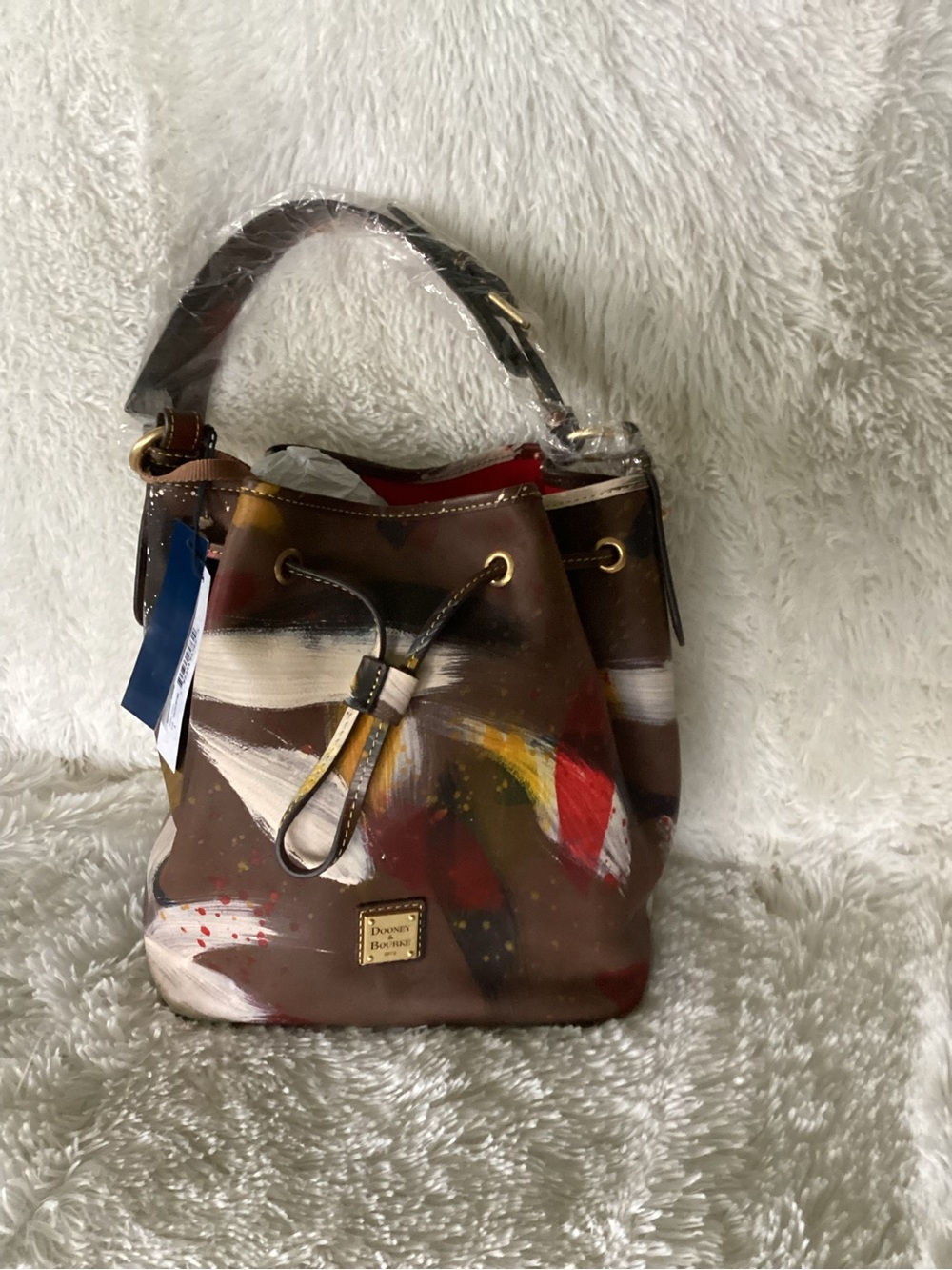 Dooney & Bourke Brown Tmoro Dipinta leather Drawstring Bag